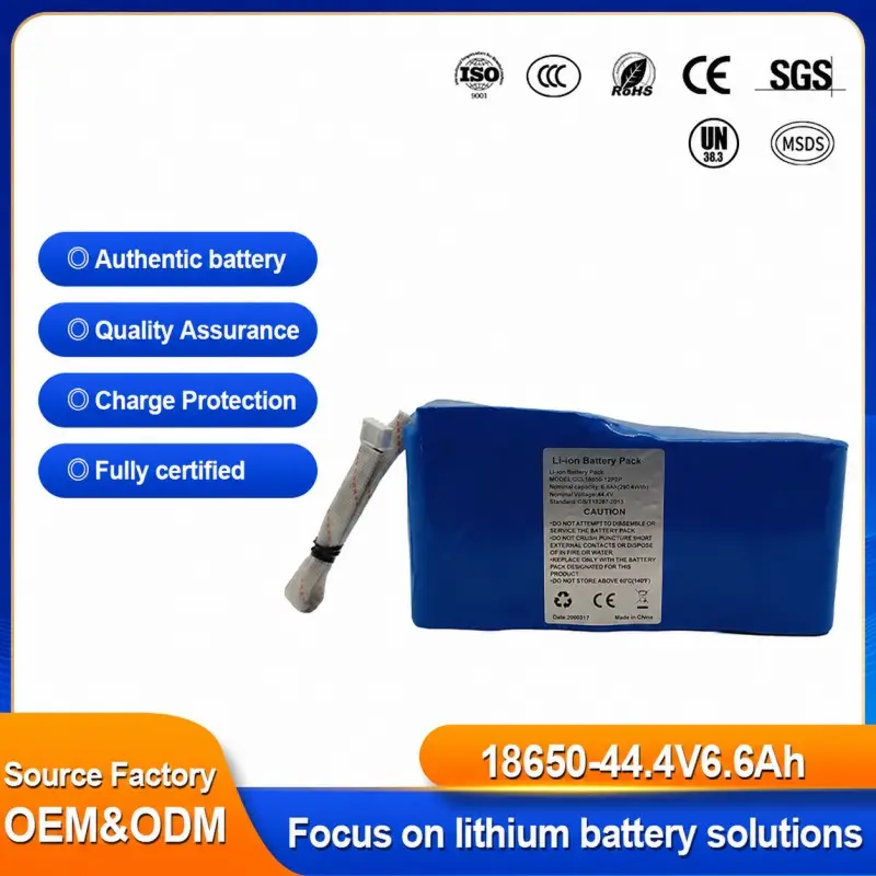 Pacco batterie al litio 44,4V 6,6Ah 18650 12S2P per illuminazione da palco a LED