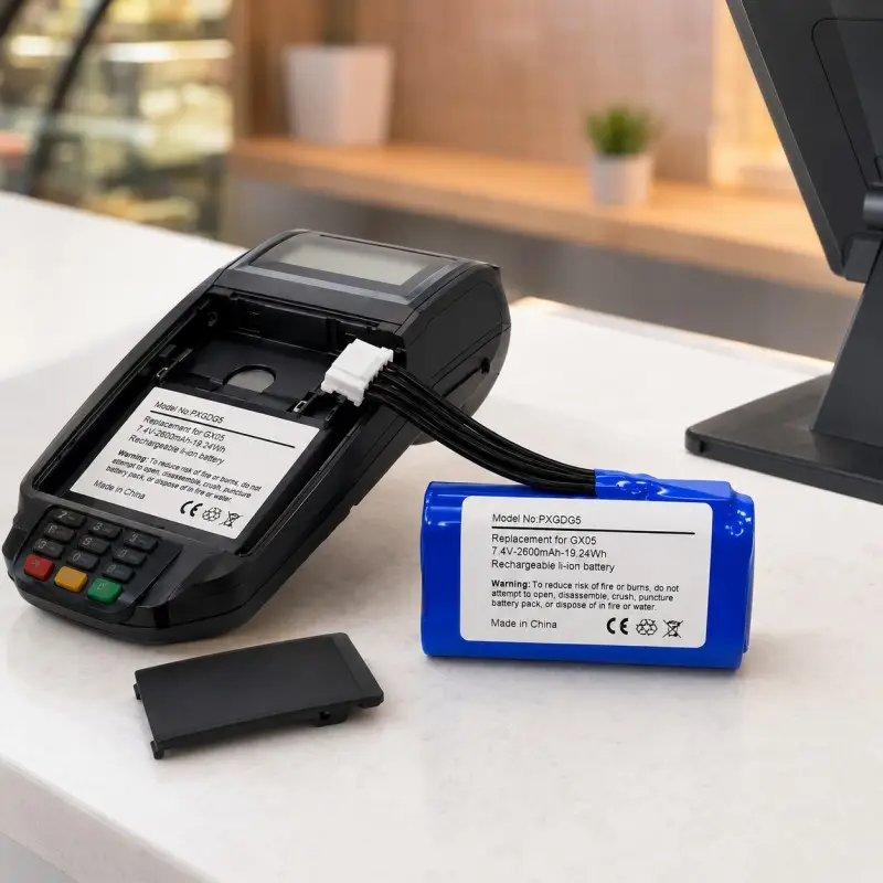 Pacco batteria agli ioni di litio 7,4V per stampanti di ricevute e terminali mobili