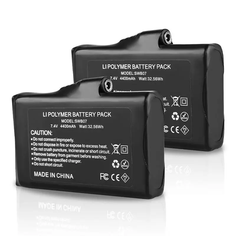 Pacco batteria ricaricabile in polimero di litio da 7,4V 4400mAh per guanti riscaldati e abbigliamento riscaldato