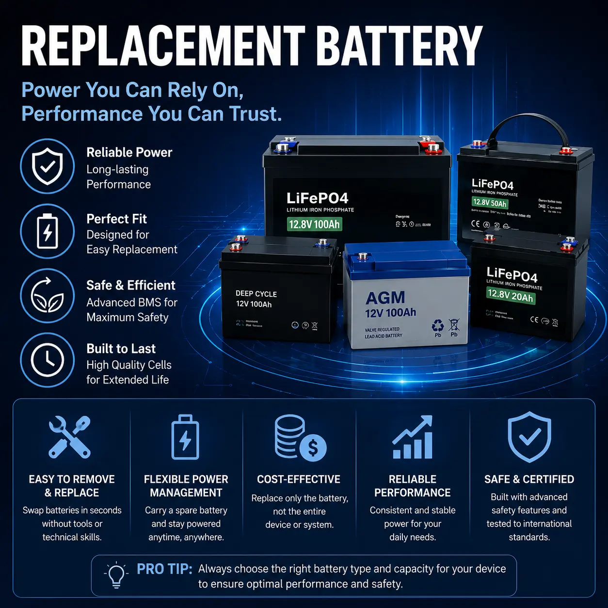 Batteria di ricambio rimovibile