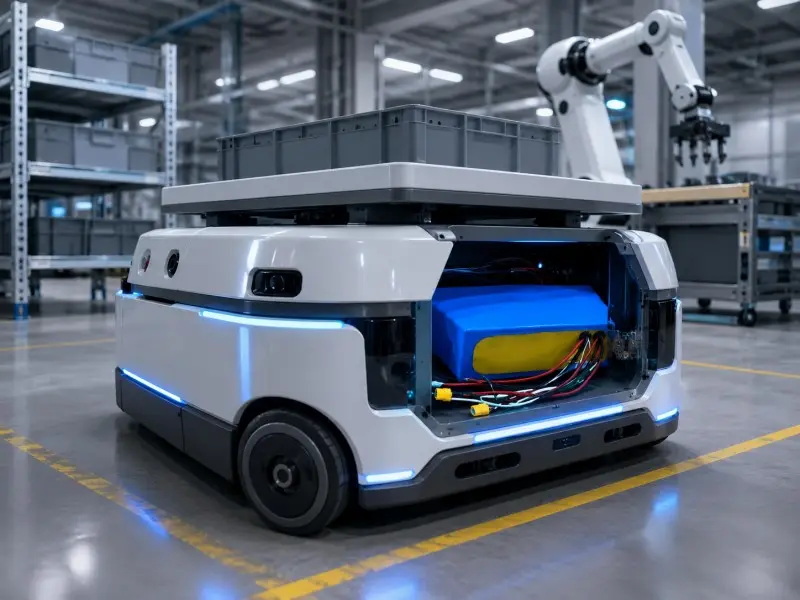 Pacco batteria per robot con ricarica wireless per apparecchiature di automazione industriale
