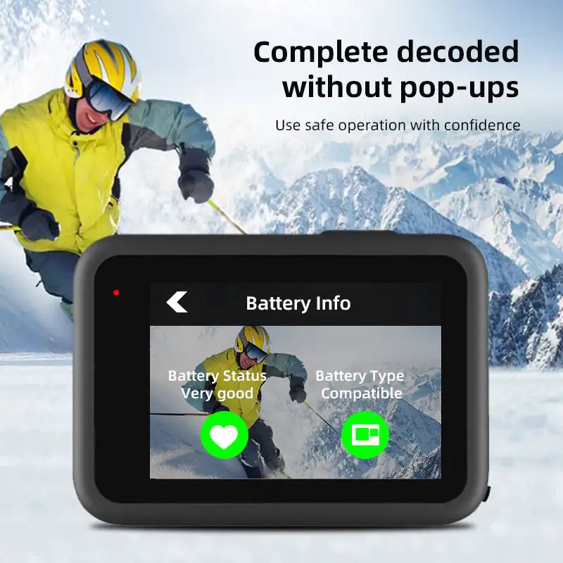 Batteria di ricambio completamente decodificata per telecamere d'azione GoPro con prestazioni affidabili e protezione della sicurezza.
