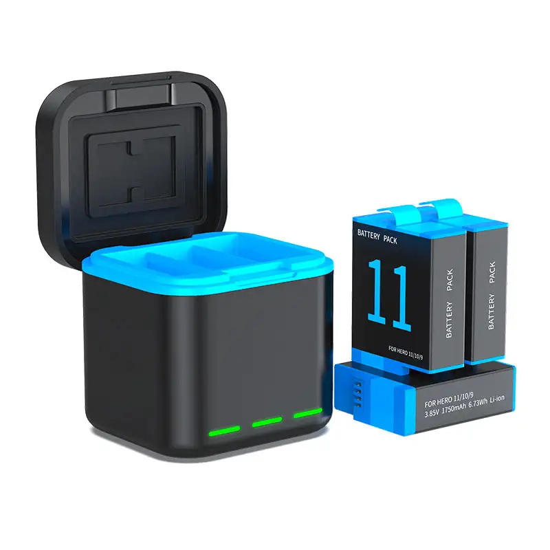 Batteria di ricambio al litio completamente decodificata da 1750mAh per le telecamere d'azione GoPro Hero 9, Hero 10 e Hero 11.