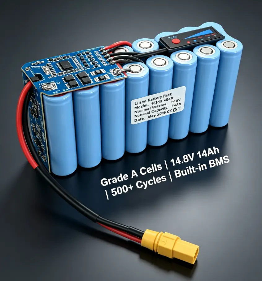 Pacco batteria al litio 14.8V 14Ah 18650 con protezione BMS integrata