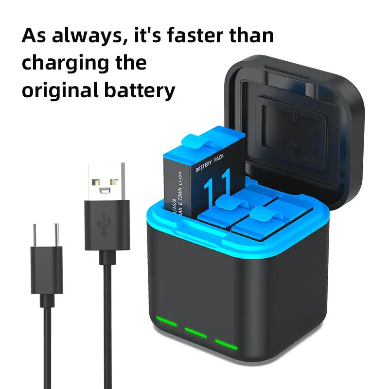 Pacco batteria ricaricabile a ioni di litio con tecnologia di decodifica accurata per videocamere GoPro Hero 9/10/11.