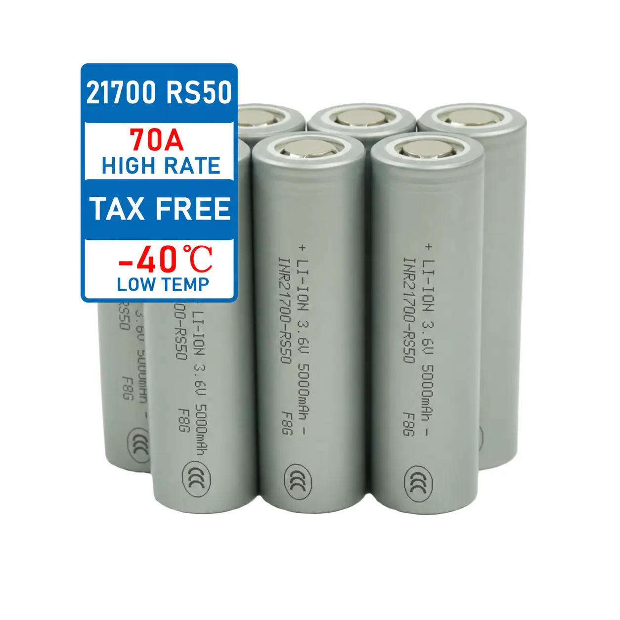 INR21700 RS50 batteria agli ioni di litio ad alta velocità da 5000mAh con scarica da 70A